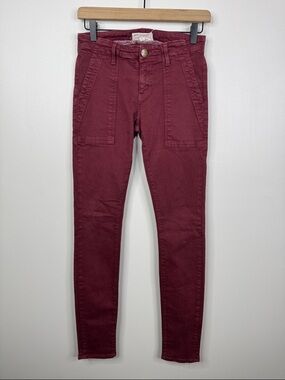Current/Elliott The Combat Skinny Cargo Pants Garnet Burgundy Red Size 27